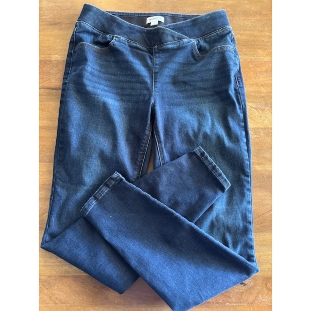 M Jeans Maurices‎ Sz Medium Super Skinny High Rise Darkwash Jeans Pull On EUC